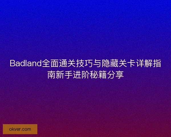 Badland全面通关技巧与隐藏关卡详解指南新手进阶秘籍分享
