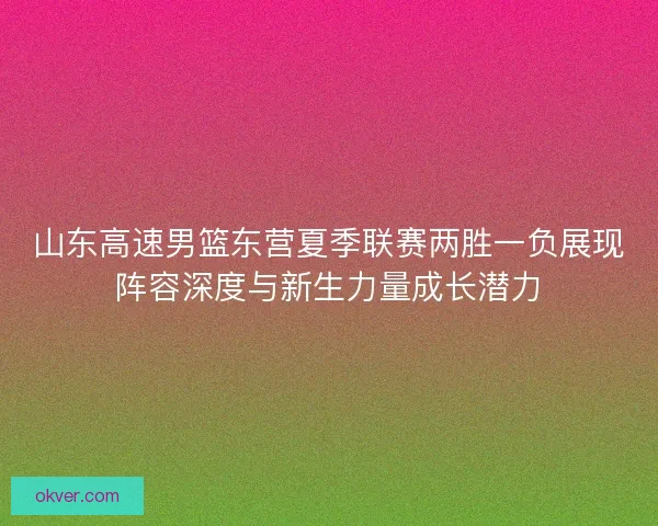 山东高速男篮东营夏季联赛两胜一负展现阵容深度与新生力量成长潜力